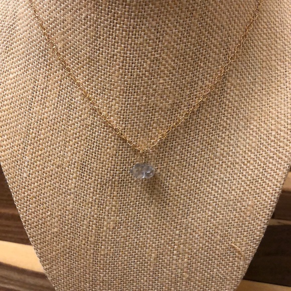 Dainty Herkimer diamond on gold filled chain - Picture 2 of 5
